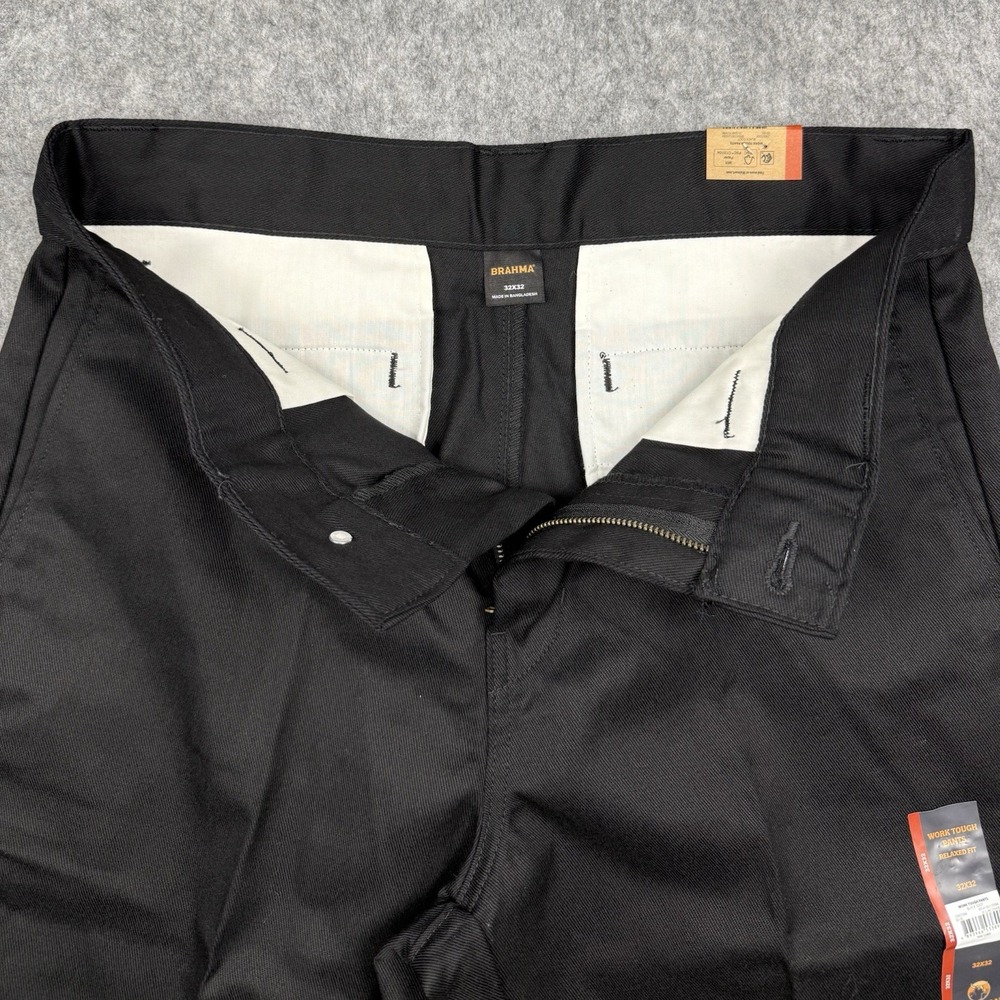 BRAHMA NWT Work Tough Pants Relaxed Fit Black Size 32 x 32 Wrinkle Resistance - Picture 3 of 11